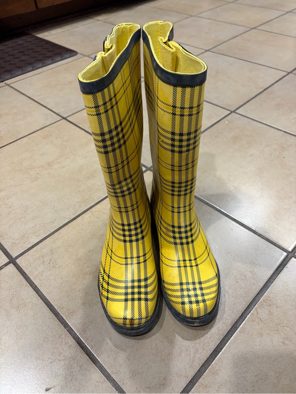 Western Chief Yellow Plaid Tall Rain Boots